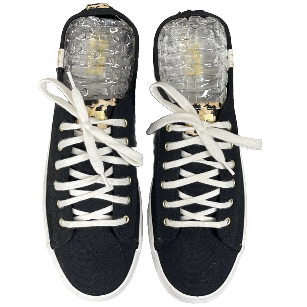 Keds Kickstart Leopard Pop Black Canvas Sneakers White Lace Sz 9.5 Sporty Tennis